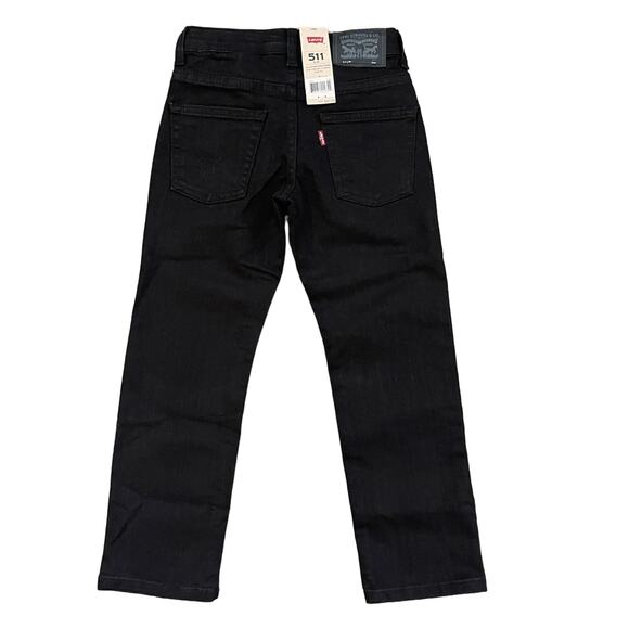 Levi's 511 Slim Black Stretch Denim Jeans NWT Boys Size 7 - Picture 3 of 4
